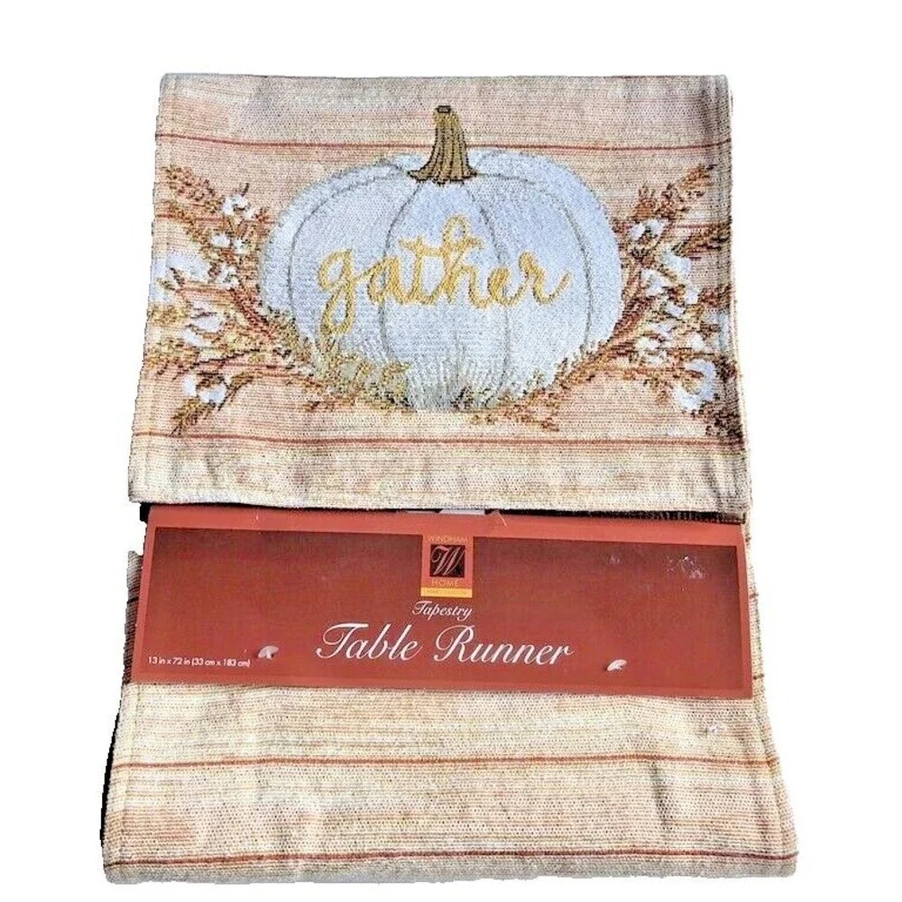 Thanksgiving Table Runner Gather Pumpkin Pumpkins 13x72